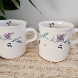 Vintage Pfaltzgraff April Pattern Stoneware Set Of 2 Coffee Cup Mug